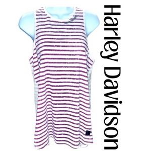 NWT! Harley Davidson Black Label Reverse Print Racerback Striped Tank Top Size M